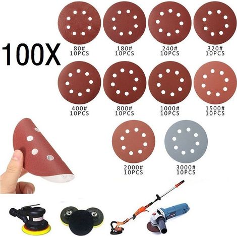 Disques à lamelles Bcc 100, 125 mm Roues à 8 trous, 80, 180, 240, 320, 400, 800, 1000, 1500, 200, 3000 Pour le polissage, le dérouillage, la finition. (1/5)