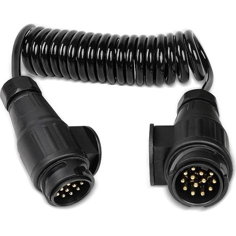 Trailer Extension Cable 13 Pin 2m 12V Coiled Connector with Plug for Hitch Caravan Truck Boat Accessories (1/5)