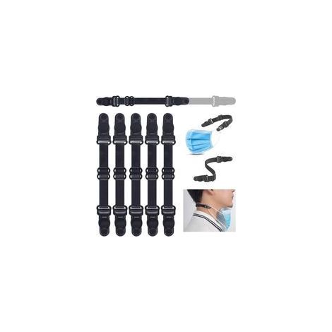 Lot de 5 protège-oreilles pour masques, réglables en continu - Crochets d'oreille pour masque de protection facial - Bande élastique extensible, Réduit la pression et améliore le confort (noir) (1/5)