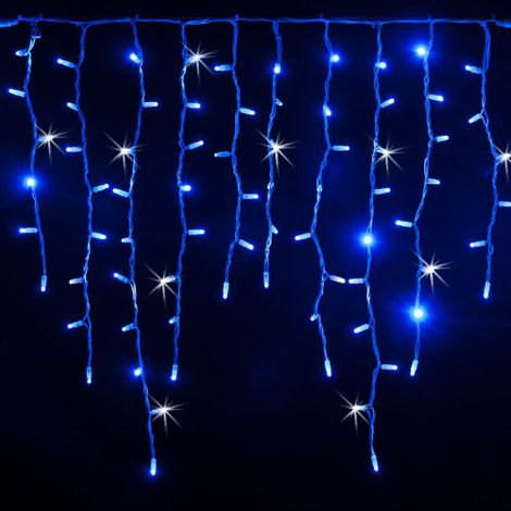 Luccika stalattiti tenda a pioggia 2 metri con 80 luci di Natale a Maxi Led RGB per esterno e interno Cavo Bianco IP44 per Uso Esterno Interno fornita Senza Controller Blu 5x1 metri - 380 Maxiled Bian (1/5)