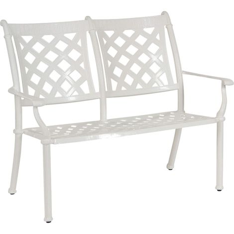 Inko Stapelbank Duke Alu-Guss 120x63x100 cm Gartenbank Sitzbank 2 Farben zur Auswahl Weiß (1/5)