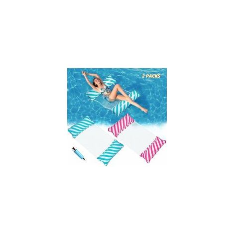 Hamac Flottant 2pcs, 4-en-1 Hamac Gonflable Piscine Hamac d'eau Gonflable, Pliable Flottantes Hamac Flotteur Ultraléger, Chaise Longue Flotteur pour Adulte Plage Partie Vacances (1/4)