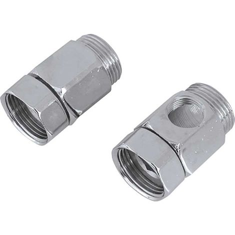 Coppia Distanziali Per Gruppi Con Dado Girevole Mf 3/4" Con Foro 3/8" + Mf 3/4" Cieco