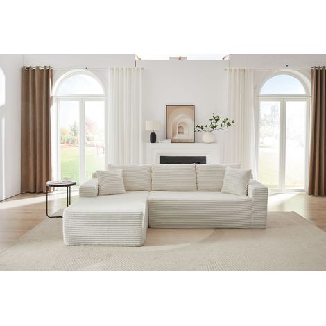 Sofá modular seccional Sofás en forma de L Sofá de 3 plazas Sofá modular de espuma viscoelástica para sala de estar, sofá nubes con chaise oversized (1/2)