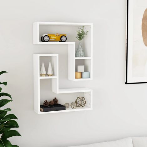 vidaXL Étagères murales 2 pcs blanc 50x15x50 cm bois d'ingénierie (1/5)