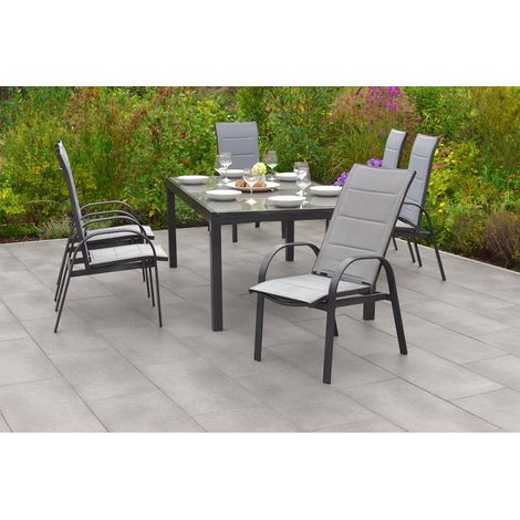 Marini Set 7tlg 6 Sessel Semi Tisch 180(250)x100cm