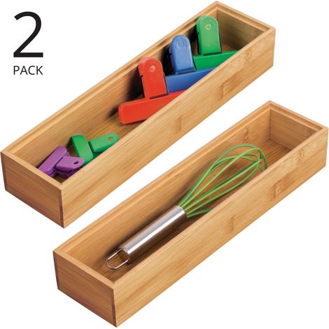 Organisateur De Tiroir En Bambou - 30 Cm - Empilable - Pour Cuisine Salle De Bain Bureau - Lot De 2 (1/5)