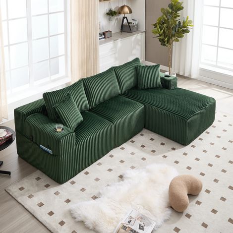 Canapé modulaire méridienne velours côtelé OKMYHOME (1/5)
