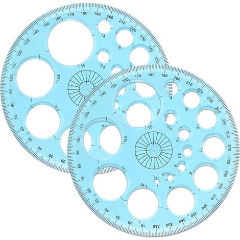 righello in 2 pezzi, modello circolare, plastica, righello da disegno multifunzionale, righello da disegno matematico, righello per modelli, strumento di disegno per insegnanti e (1/5)
