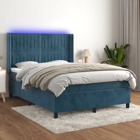 vidaXL Lattenrost mit Matratze und LED Dunkelblau 140x200 cm (1/5)