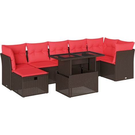 8-teiliges Gartensofa-Set mit Kissen, braun, Polyrattan vidaXL (1/5)