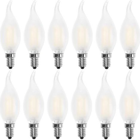 Ampoule LED E14 Flamme,Forme de Bougie,Blanc Chaud 2700K,4W Equivalence Incandescence 40W,400lm, Lot de 12 (1/5)