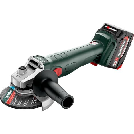 Meuleuse d'angle 125mm 18V – 2 batteries 5,2Ah Li-Power – Moteur puissant avec système Metabo Quick – Pour béton armé et métal