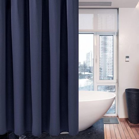 ALLIANDISRideau de douche, tissu anti-moisissure - 182x182CM (bleu foncé) Rideau de douche très résistant avec ourlet lesté (1/3)