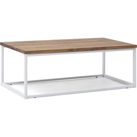 Mesa Centro iCub U Big Wood 120x60x43cm Blanca en madera maciza de pino acabado vintage estilo industrial Box Furniture (1/5)