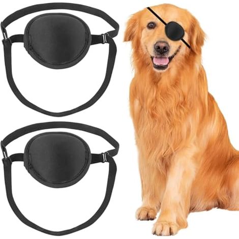 YeeBeny Lot de 2 Cache-œil pour Chien - pour blessures oculaires après Une Chirurgie - Réglable - Doux - Couvrant Les Yeux des Chiens (1/4)