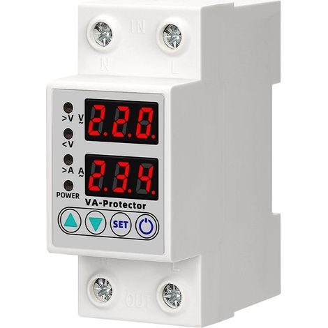 Disjoncteur différentiel 63A – Plage de surtension 230V-300V – Plage de sous-tension 80V-210V – Temps de retard 1-600s – Double affichage LED (1/5)