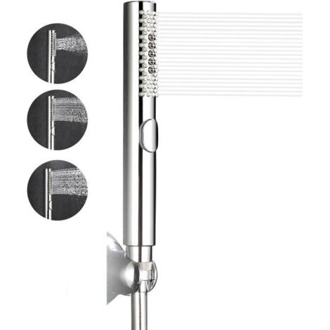 Pommeau de Douche, Douchettes Salle de Bain, 3 Fonctions Pommeau de Douche Haute Pression, Chromée Corps ABS (Argent) (1/4)