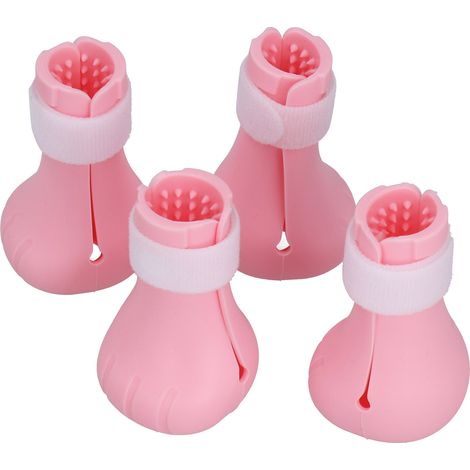 Bottes en silicone anti-griffures pour chat, protège-griffes et protection pour les pattes lors du bain et du rasage (rose) (1/5)