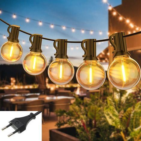 Guirlande Lumineuse Exterieure 15M. 20+2 G40 Ampoules.Incassable.Étanche. Guirlande Guinguette LED Connectable. Blanc Chaud.Plug&Play.pour Intérieur Jardin Balcon Maison Mariage Fête (1/5)