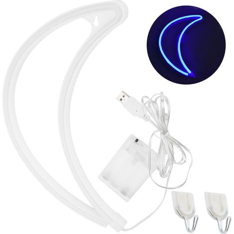 Lampe Néon Lune - Forme De Lune Unique - Alimentation Usb Ou Piles - Décoration Intérieure Romantique - 1 Pièce (1/5)
