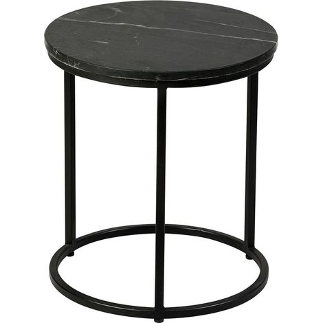 MARVA - Table d'Appoint Marbre et Piètement Noir
