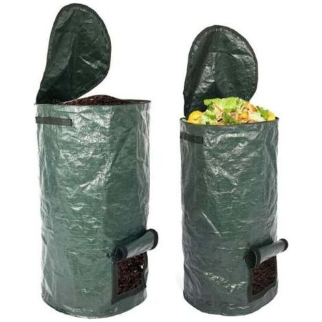 Lot de 2 sacs à compost organique 15 et 34 gallons, réutilisables en PE, pour cuisine et jardin (1/4)
