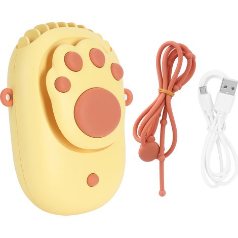 Ventilateur électrique jaune à 3 vitesses, réglable, rechargeable par USB, idéal pour la chambre à coucher (1/5)