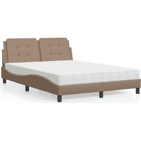 Bett mit Matratze "Zadar" Cappuccino-Braun 140x200 cm Kunstleder