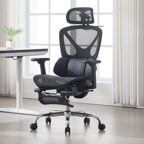 Chairus Office Chair Executive Manager Desk Chair with Adjustable Recline Ergonomic Computer Chair with Footrest for Office Workplace, Black (1/5)