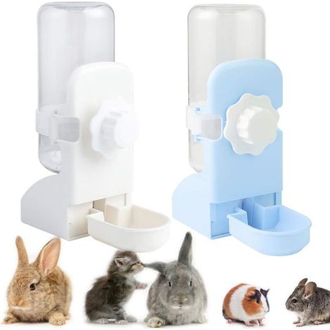 Abreuvoir Suspendu - Distributeur Automatique Eau pour Petits Animaux - Pour Lapin Cobaye Furet Cochon d'Inde - Blanc - 1 Pièce (1/5)