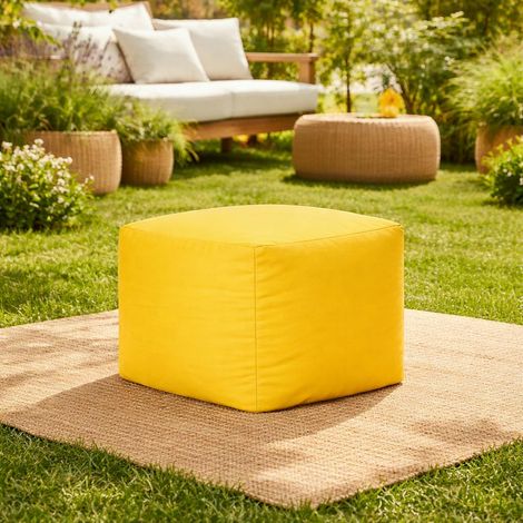 Pouf cube d'extérieur jaune ARTA (1/4)