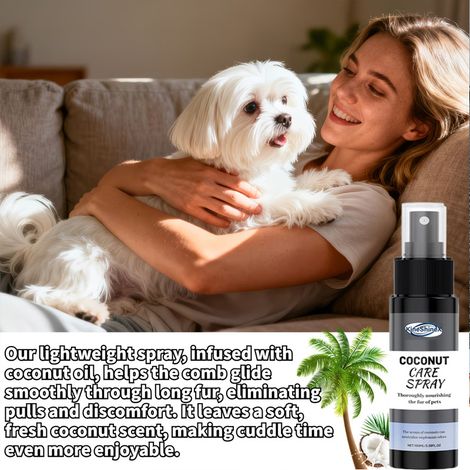 Kineshinex Pet Coconut Spray – Kein Ausspülen erforderlich für die Fellpflege Ihres Hundes, macht es glatt, geschmeidig und glänzend. (1/5)