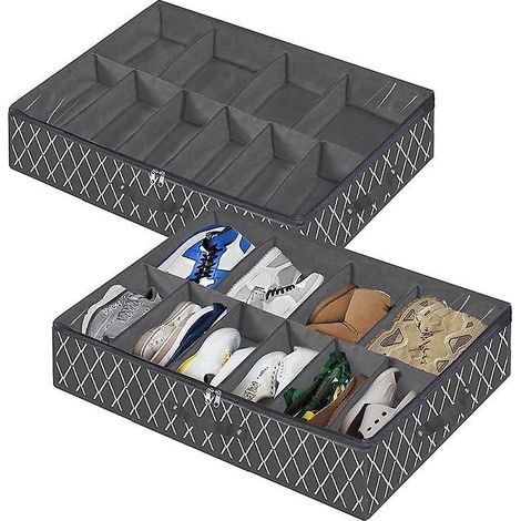 Sac de rangement pour chaussures à 12 compartiments avec fenêtre transparente - Noir (1/5)