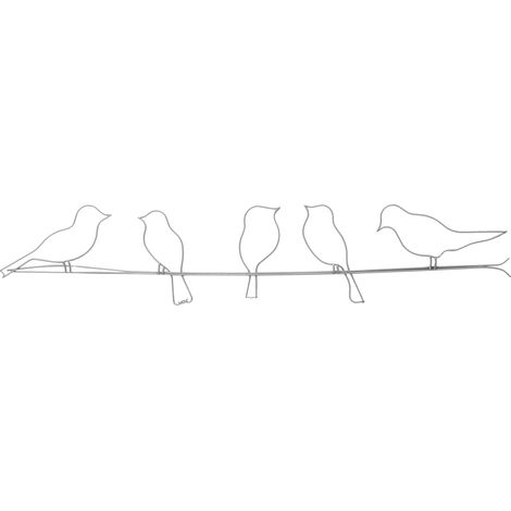 Luxus Metal Art Wanddeko Vogel Silber 60x12,5cm