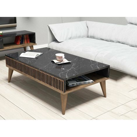 Mesa de Centro Canazei, un Compartimento, 60x105x34.6h cm Marrón Nogal (1/4)