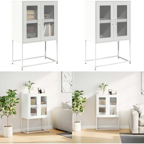 vidaXL Highboard Weiß 68x39x107 cm Stahl (1/5)