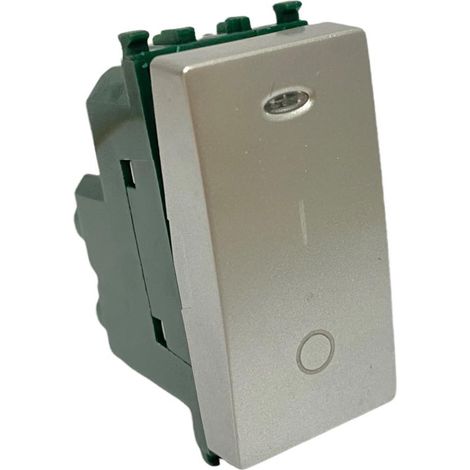 Interruttore bipolare con spia luminosa silver compatibile con vimar plana pulsante luce 16ax 250vac (1/3)