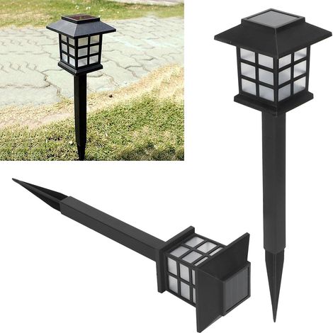 Lot de 2 lampes LED solaires étanches pour pelouse, allées, jardin, terrasse, décoration paysagère, jaune chaud (1/5)