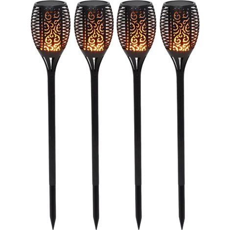 Set mit 4 Solar-Fackeln mit Flammeneffekt für Garten, Rasen und Landschaftsgestaltung, 96 LED-Scheinwerfer mit Bewegungsmelder. (1/5)