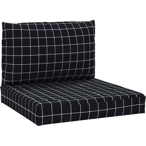 Coussins de plateau, ensemble deux pièces, motif à carreaux noirs, tissu Oxford. (1/5)
