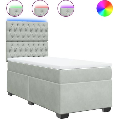 Maison Exclusive - Cama box spring con colchón terciopelo gris cl (1/5)