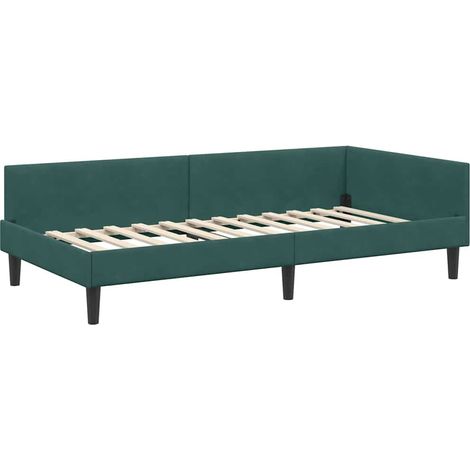 Lit simple，Lit adulte，Cadre de lit d'angle avec tête de lit Vert foncé 100 x 200 cm CFW4537099 (1/5)