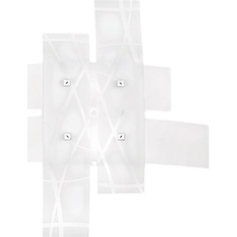 Frida - Applique 2 lumières E27 en verre blanc satiné - Cadre chromé, max 2x52W, ampoules exclues, largeur 50cm