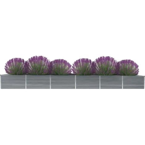 Macetero de acero galvanizado, 480 x 80 x 45 cm, para uso exterior, diseño de alta resistencia, revestimiento resistente a la corrosión. (1/5)