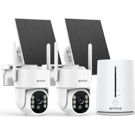 4MP Camera Surveillance WiFi Exterieure sans Fil Solaire, Base+ 2 Cam, 64 Go Stockage Local, 360° PTZ, Vision Nocturne Couleur, Détection PIR, Alarme Son (1/5)