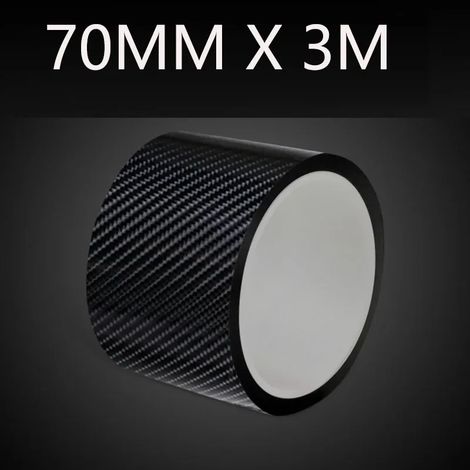 (70 mm x 3 m) Autocollants de protection pour voiture en fibre de carbone 5D : protection des seuils de porte, protection anti-rayures, protection pour pare-chocs, ruban adhésif de protection pour voi (1/4)