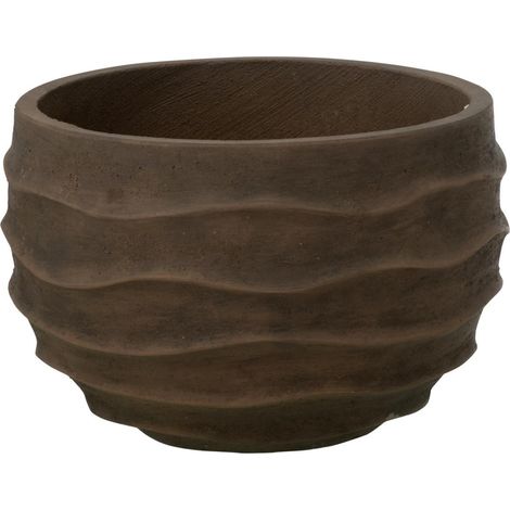 Cache-Pot Déco en Ciment "Roca" 38cm Marron (1/4)