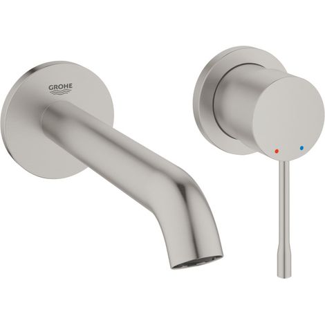 Mitigeur de lavabo encastré 2 trous – Finition supersteel – Longueur du bec 183mm – GROHE EcoJoy 5,7 l/min – 19408DC1 (1/5)