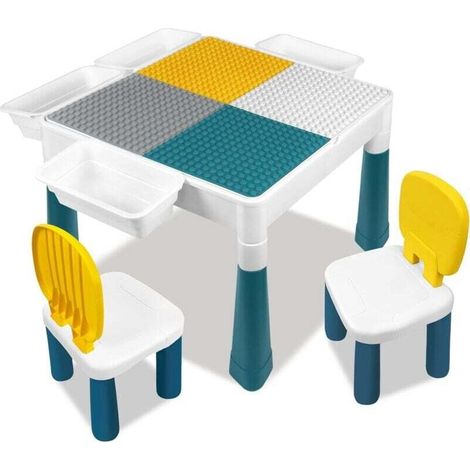 Ensemble Table von Bloc mit 2 Chaises Table von Set für Enfants Höhe Réglable mit 163 Pièces von Blocs von Construction